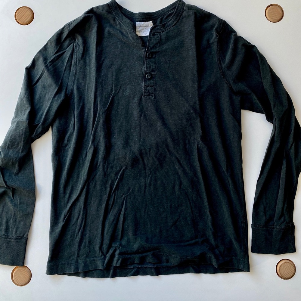 J Crew Long Sleeve Washed Black Henley